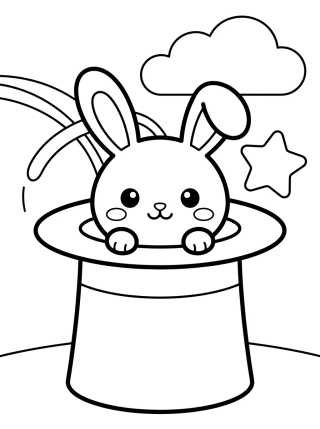 Desenho de Conejito Saliendo del Sombrero para colorir e imprimir grátis