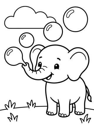 Desenho de Elefantito Lanzando Burbujas de Jabón para colorir e imprimir grátis