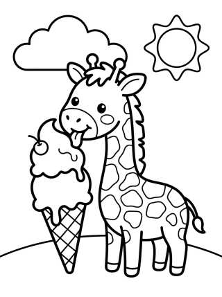 Desenho de Jirafita Comiendo Helado para colorir e imprimir grátis
