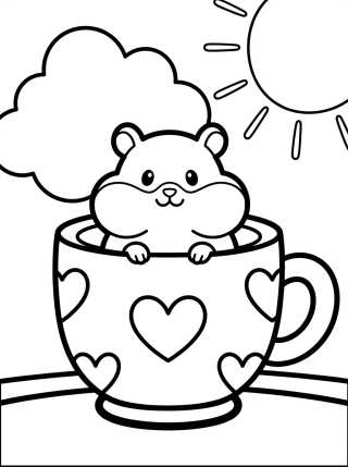 Desenho de Hámster Dentro de la Taza para colorir e imprimir grátis
