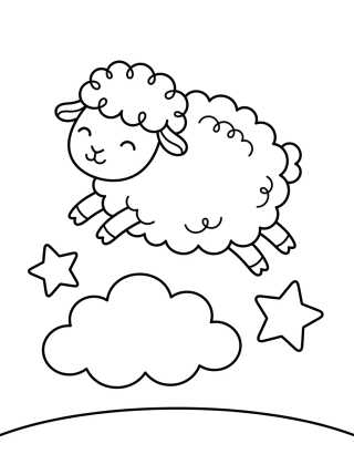 Desenho de Ovejita Saltando Estrellas para colorir e imprimir grátis