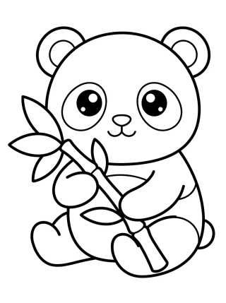 Desenho de Panda Lindo con Bambú para colorir e imprimir grátis