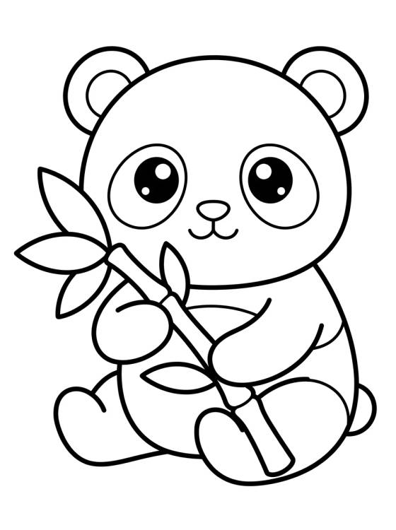 Desenho de Panda Lindo con Bambú para colorir e imprimir grátis
