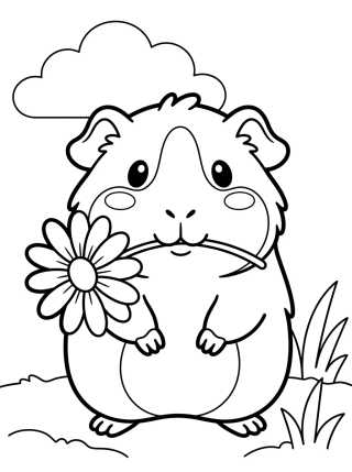 Desenho de Cuy con Flor para colorir e imprimir grátis