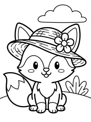 Desenho de Zorrito con Sombrero de Paja para colorir e imprimir grátis