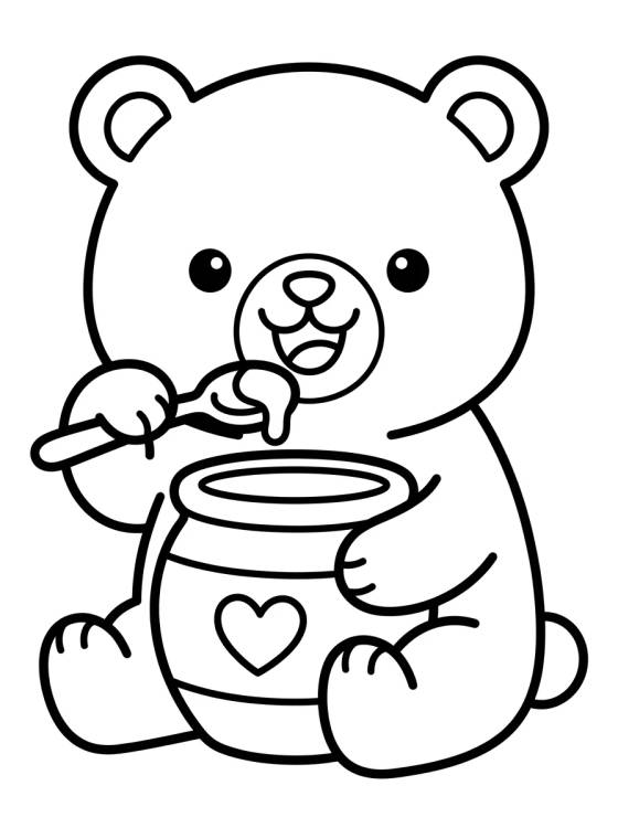 Desenho de Osito Lindo Comiendo Miel para colorir e imprimir grátis