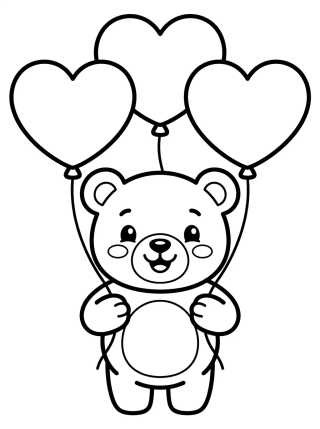 Desenho de Osito Tierno con Globos para colorir e imprimir grátis