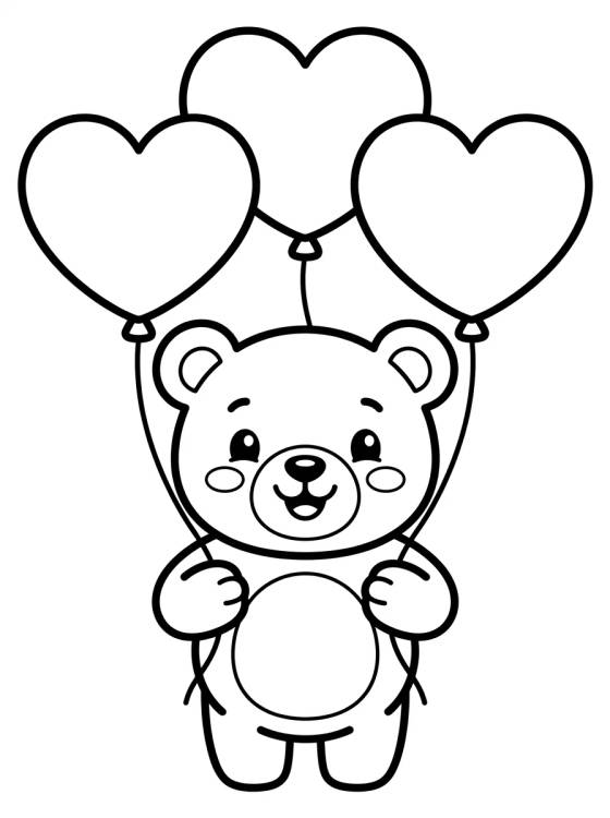 Desenho de Osito Tierno con Globos para colorir e imprimir grátis