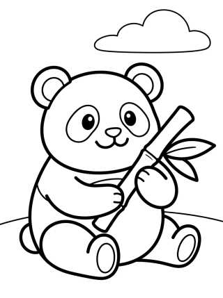 Desenho de Oso Panda Comiendo Bambú para colorir e imprimir grátis