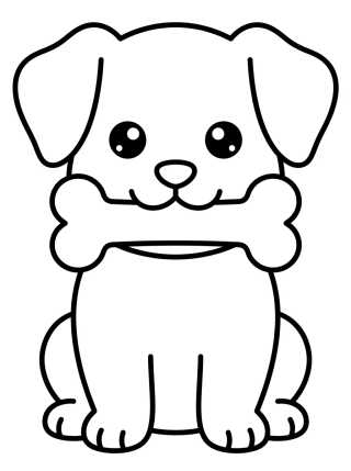 Desenho de Perrito Cariñoso con Hueso para colorir e imprimir grátis