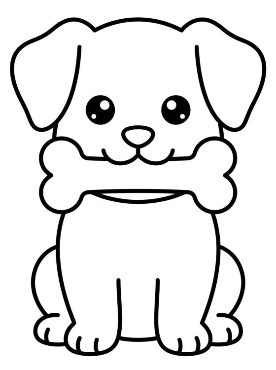 Desenho de Perrito Cariñoso con Hueso para colorir e imprimir grátis