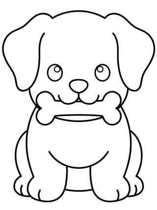 Desenho de Perrito Tierno con Huesito para colorir e imprimir grátis