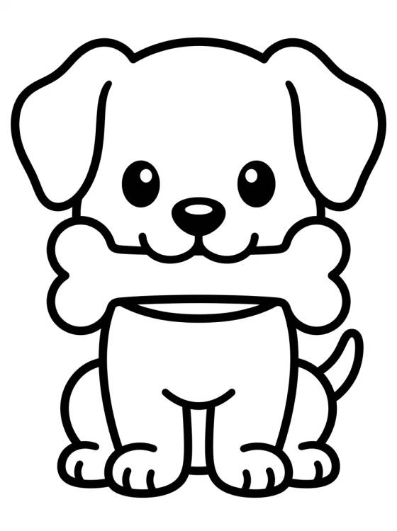 Desenho de Perrito Lindo con Hueso para colorir e imprimir grátis