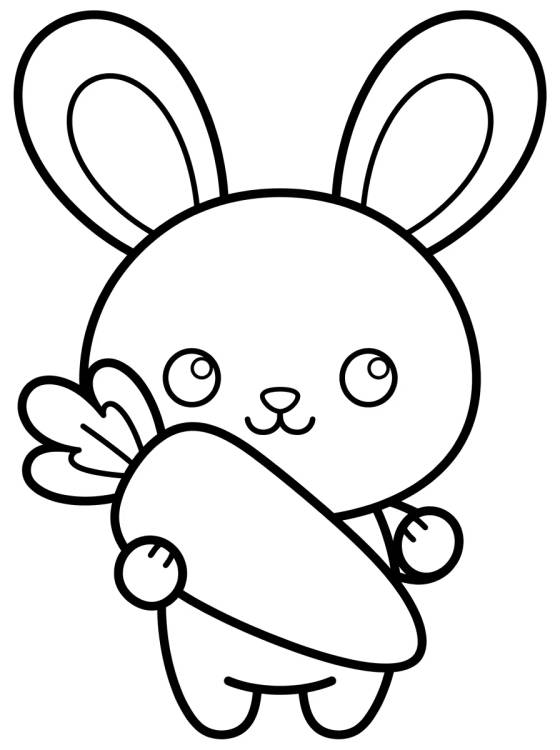 Desenho de Conejito Tierno Sujetando una Zanahoria para colorir e imprimir grátis