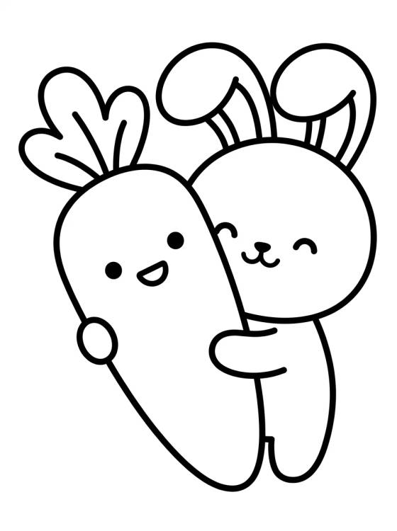 Desenho de Conejito Kawaii con Zanahoria para colorir e imprimir grátis
