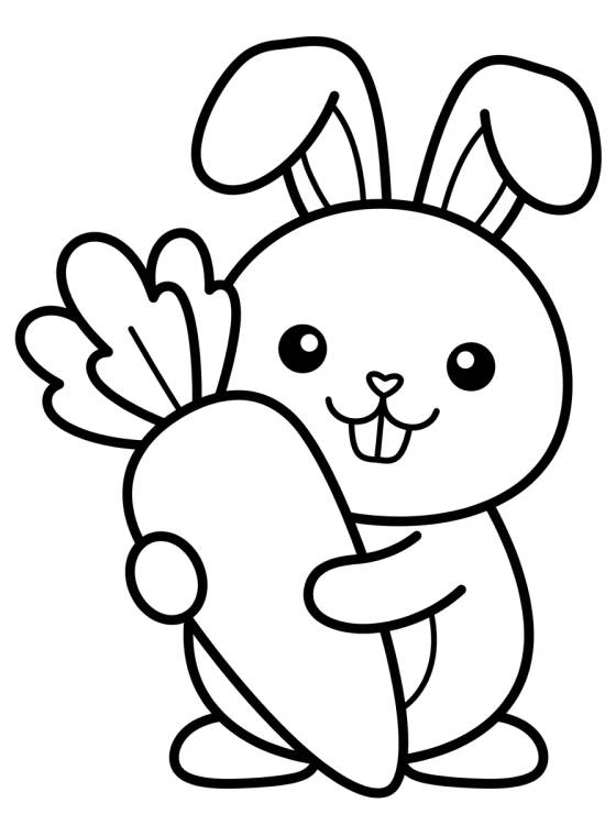 Desenho de Conejito Sujetando una Zanahoria para colorir e imprimir grátis