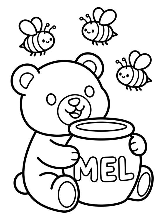 Desenho de Osito Comiendo Miel para colorir e imprimir grátis