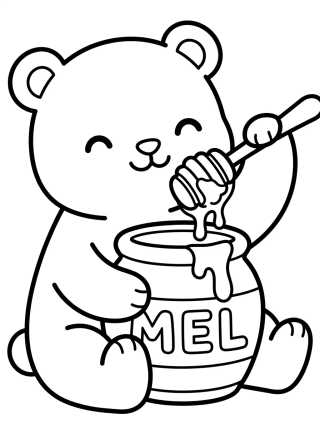 Desenho de Osito Comiendo Miel para colorir e imprimir grátis