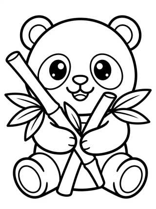 Desenho de Osito Panda Comiendo Bambú para colorir e imprimir grátis