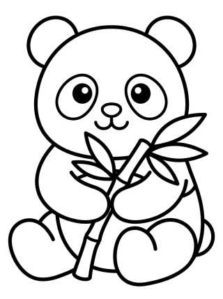 Desenho de Osito Panda Comiendo Bambú para colorir e imprimir grátis