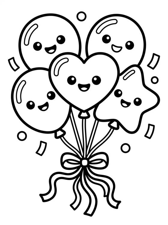 Desenho de Globos de Fiesta Sonrientes para colorir e imprimir grátis