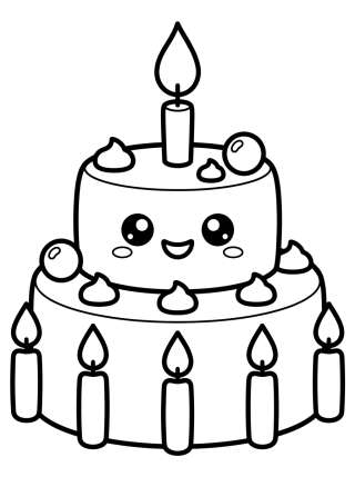 Coleção de desenhos para colorir: Dibujos de Cumpleaños Kawaii