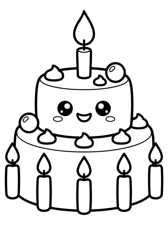Desenho de Pastel de Cumpleaños Tierno para colorir e imprimir grátis