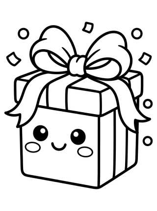 Desenho de Caja de Regalo Kawaii para colorir e imprimir grátis