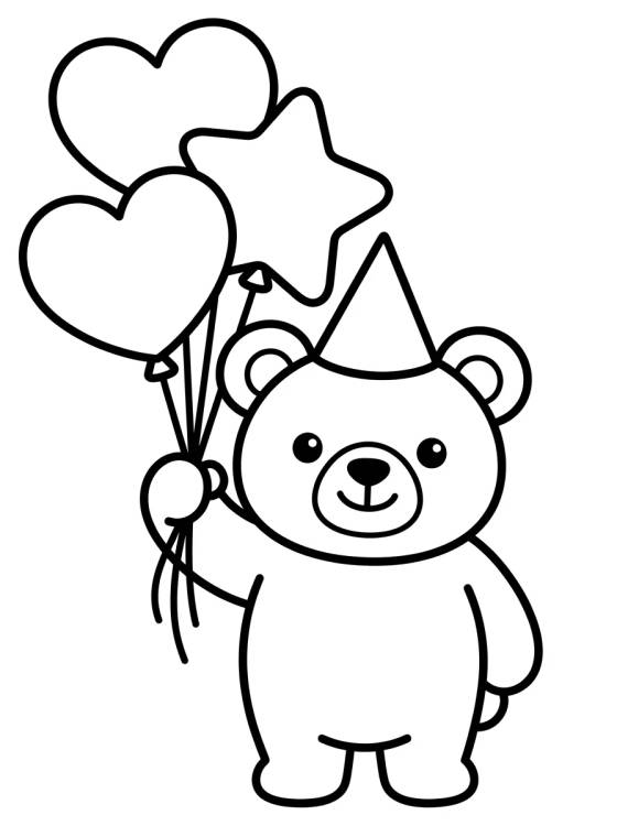 Desenho de Osito con Globos de Fiesta para colorir e imprimir grátis