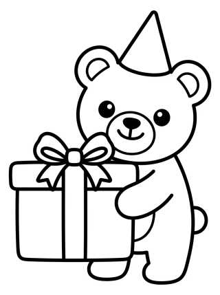 Desenho de Osito con Regalo de Cumpleaños para colorir e imprimir grátis