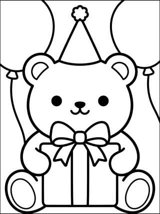 Desenho de Osito con Regalo de Cumpleaños para colorir e imprimir grátis
