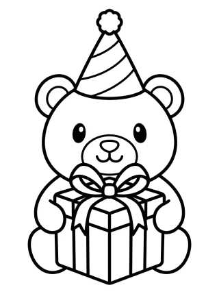 Desenho de Osito de Peluche con Regalo para colorir e imprimir grátis