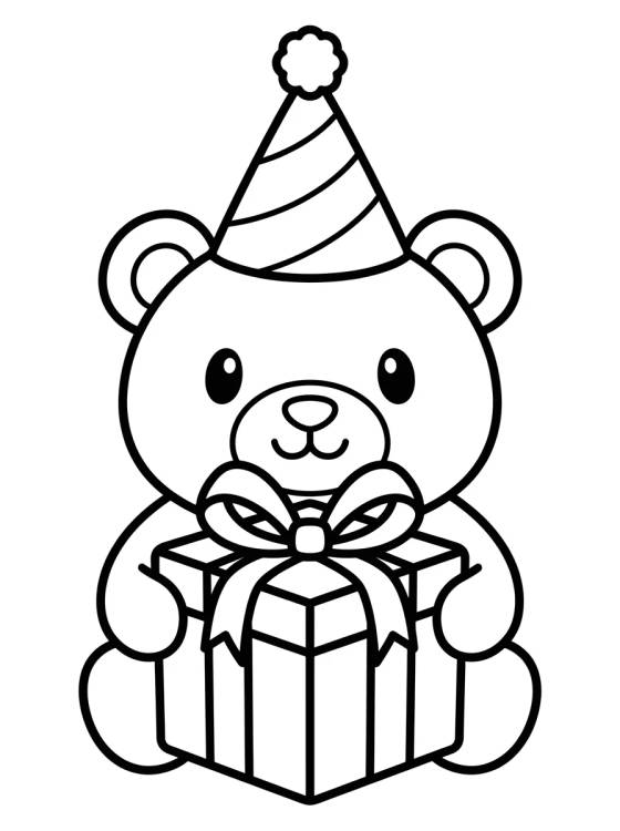Desenho de Osito de Peluche con Regalo para colorir e imprimir grátis