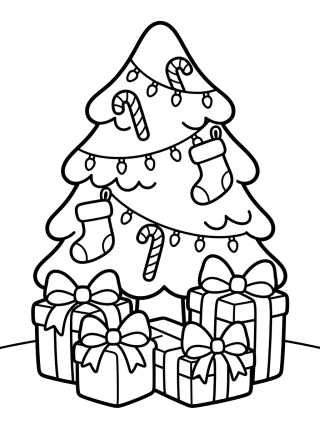 Desenho de Árbol de Navidad Lleno de Regalos para colorir e imprimir grátis