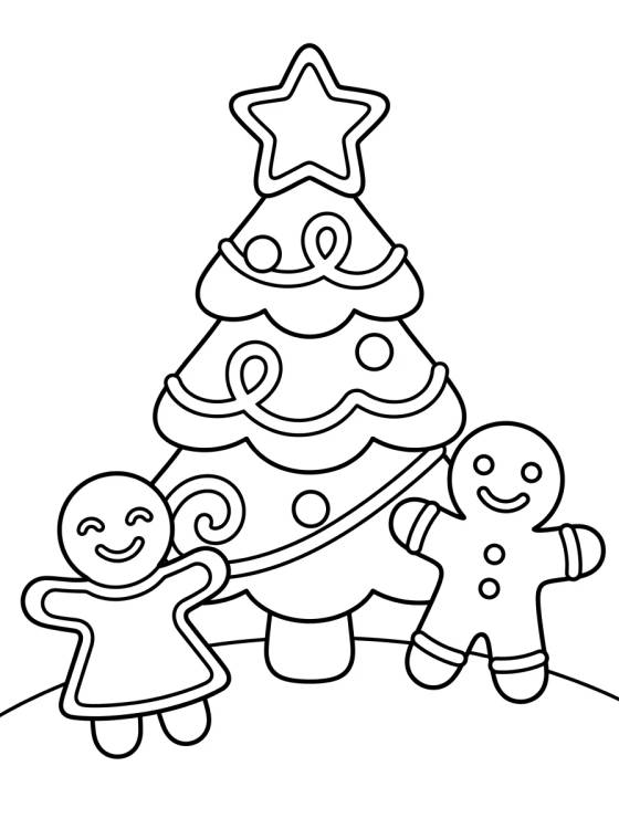 Desenho de Árbol de Navidad de Galleta Gingerbread para colorir e imprimir grátis