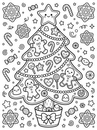 Desenho de Árbol de Navidad de Dulces y Galletas para colorir e imprimir grátis