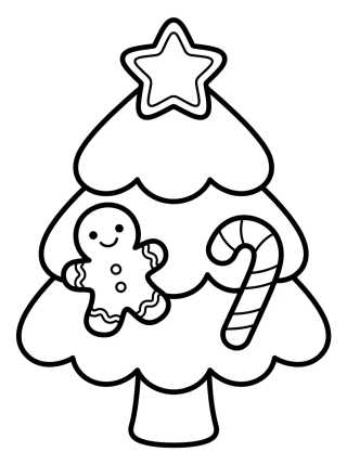 Desenho de Árbol de Navidad de Dulces y Galletas para colorir e imprimir grátis