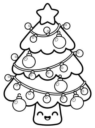 Desenho de Árbol de Navidad Decorado con Luces Luces para colorir e imprimir grátis