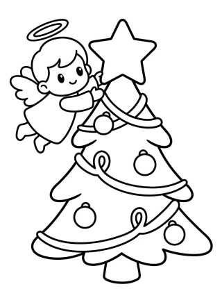 Desenho de Árbol de Navidad Decorado por Angelito Tierno para colorir e imprimir grátis