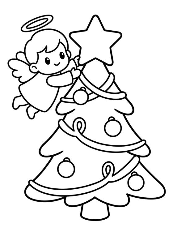 Desenho de Árbol de Navidad Decorado por Angelito Tierno para colorir e imprimir grátis