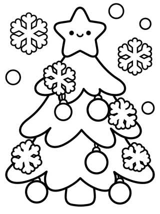 Desenho de Árbol de Navidad Simple con Nieve para colorir e imprimir grátis