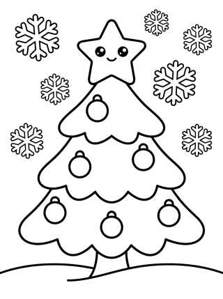 Desenho de Árbol de Navidad Sencillo con Nieve para colorir e imprimir grátis