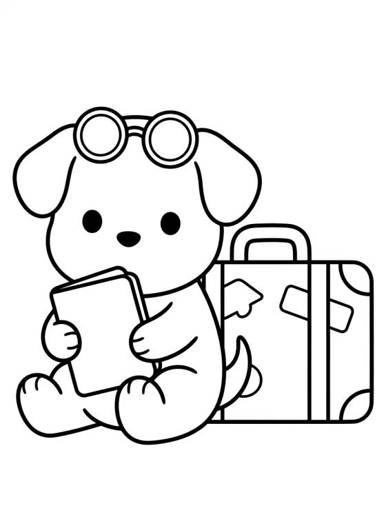 Desenho de Perrito con Maleta Lista para colorir e imprimir grátis