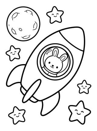 Desenho de Conejito Astronauta en el Cohete para colorir e imprimir grátis