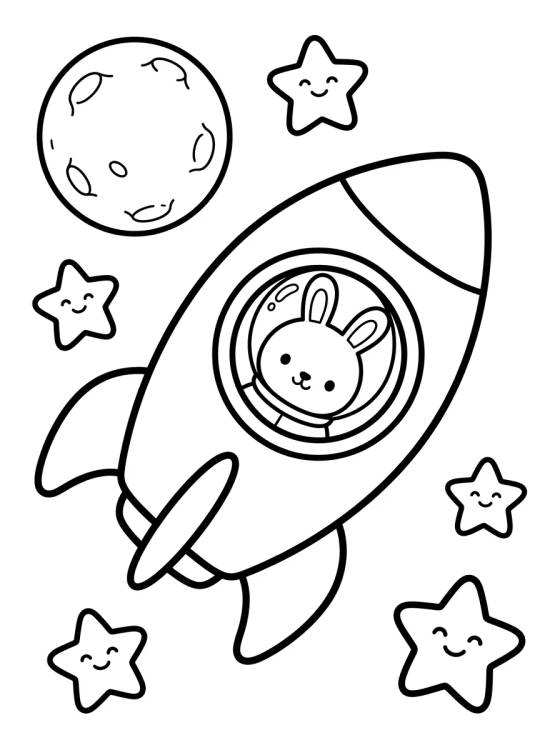 Desenho de Conejito Astronauta en el Cohete para colorir e imprimir grátis