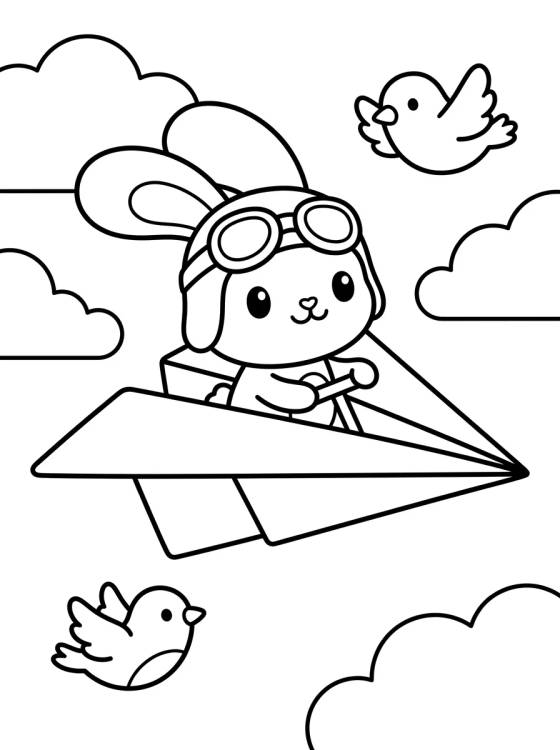 Desenho de Conejito en el Avión para colorir e imprimir grátis