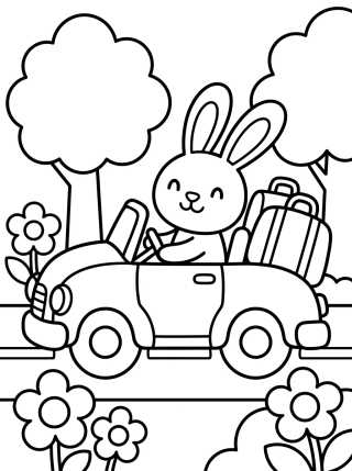 Desenho de Conejito en Carro de Viaje para colorir e imprimir grátis