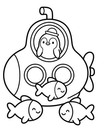 Desenho de Pingüino Explorador en Submarino para colorir e imprimir grátis