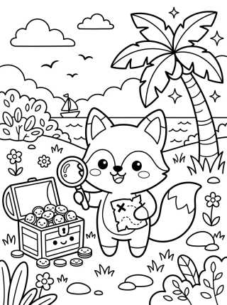 Desenho de Zorrito en el Mapa del Tesoro para colorir e imprimir grátis