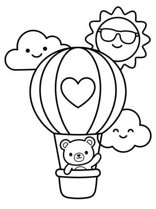 Desenho de Osito en Globo Aerostático para colorir e imprimir grátis